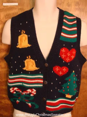 Red and Green Holiday Decorations Funny Christmas Sweater Vest