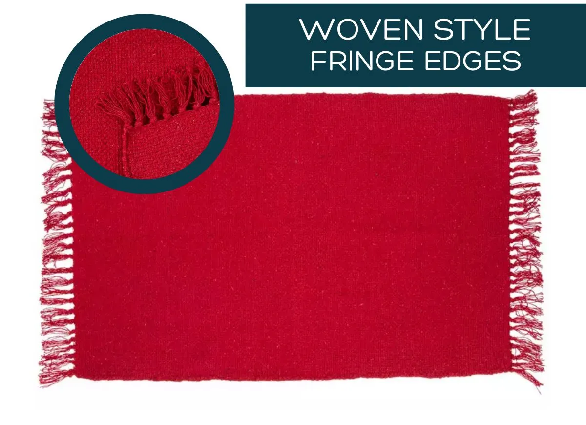 Red Fringe Doormat Layering Rug