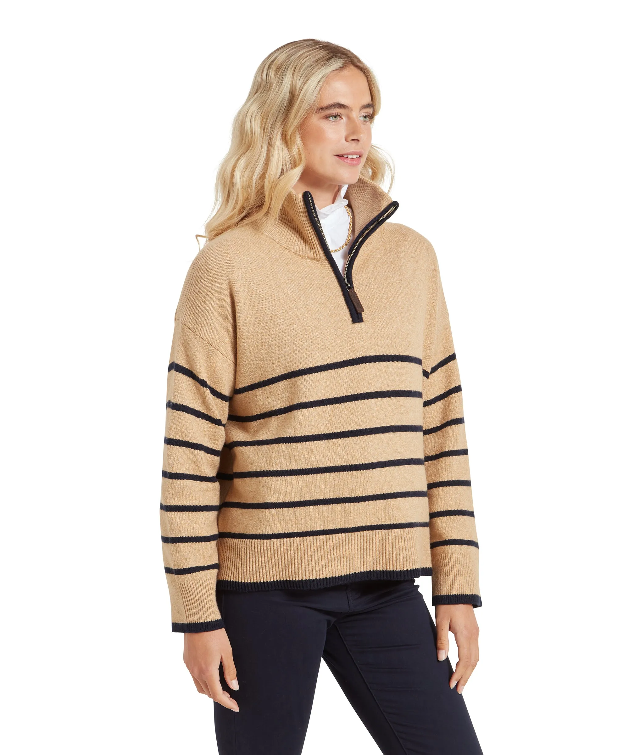 Sandsend Quarter Jumper - Warm Sand