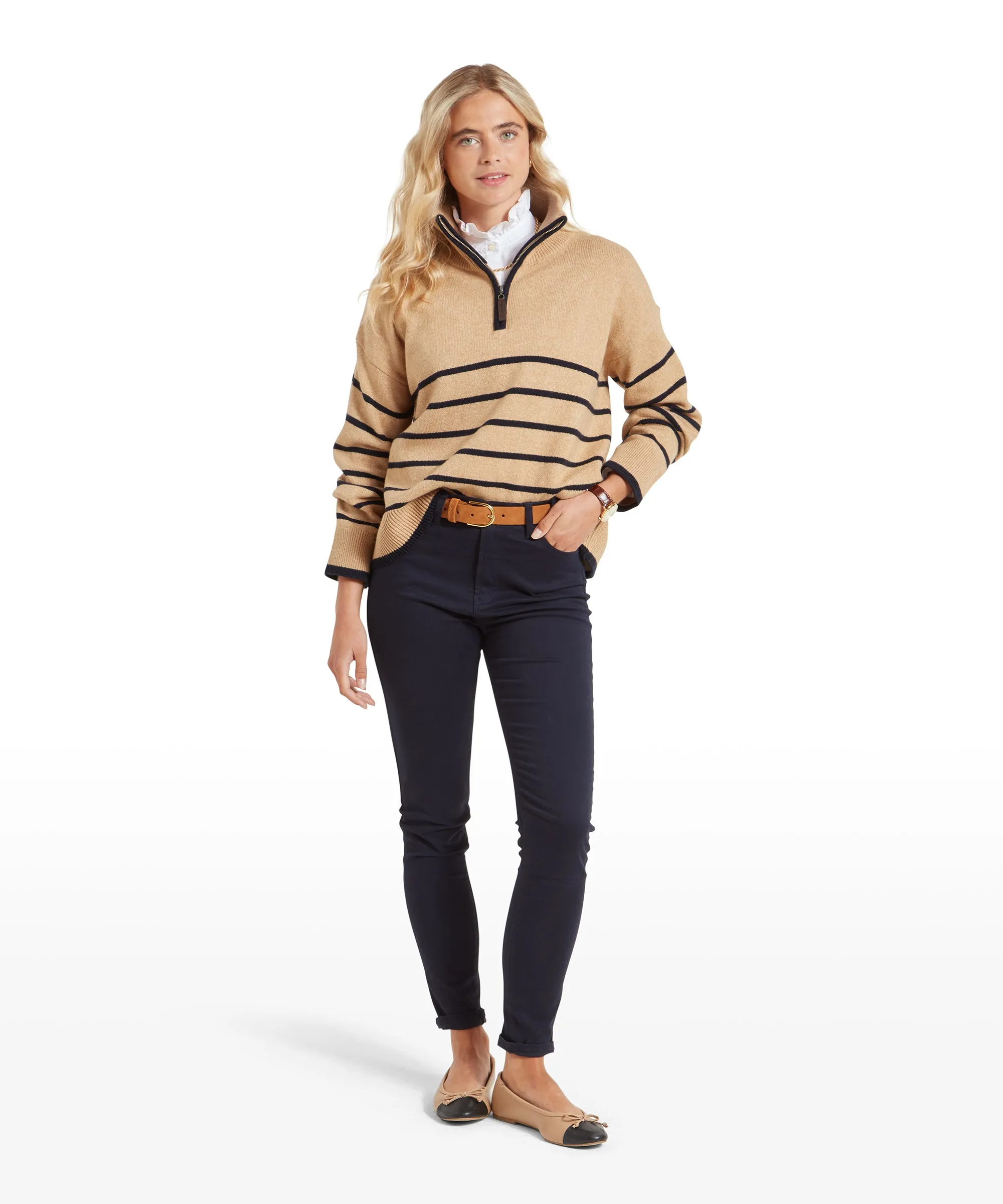 Sandsend Quarter Jumper - Warm Sand