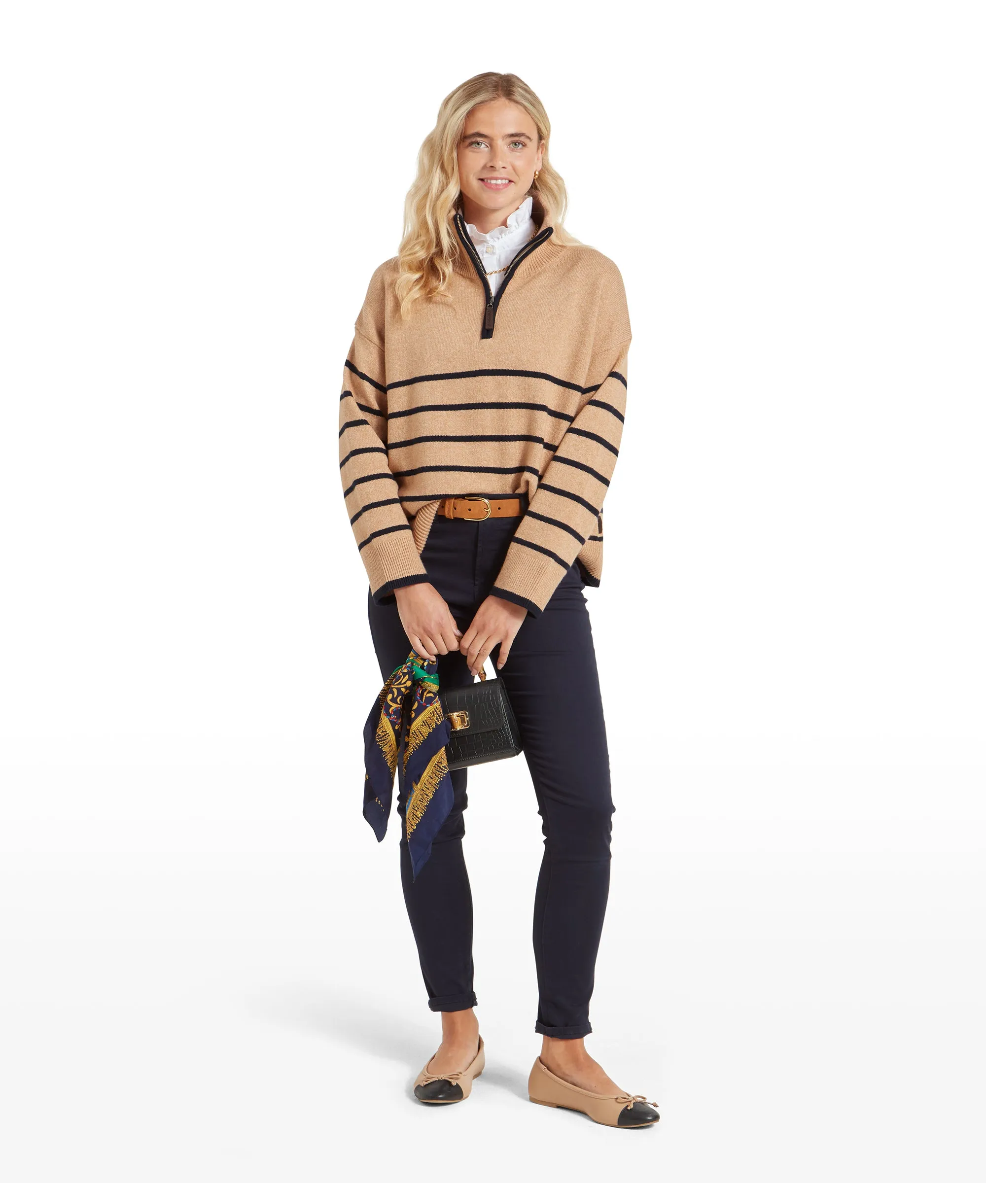 Sandsend Quarter Jumper - Warm Sand