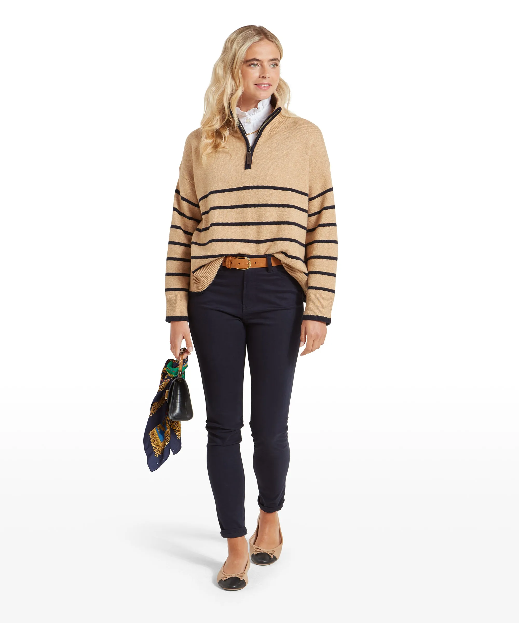 Sandsend Quarter Jumper - Warm Sand