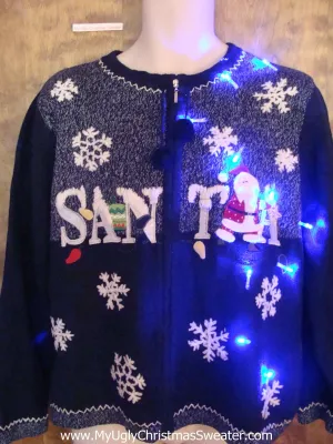 SANTA and Snow Light Up Ugly Xmas Sweater