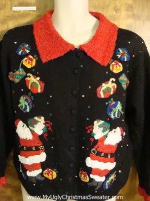 Santa Juggling Gifts Holiday Sweater