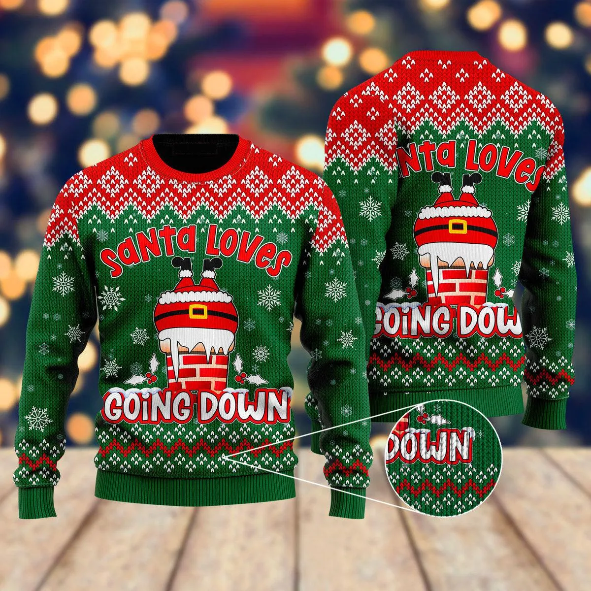 Santa Loves Going Down Funny Ugly Christmas Sweater For Men & Women