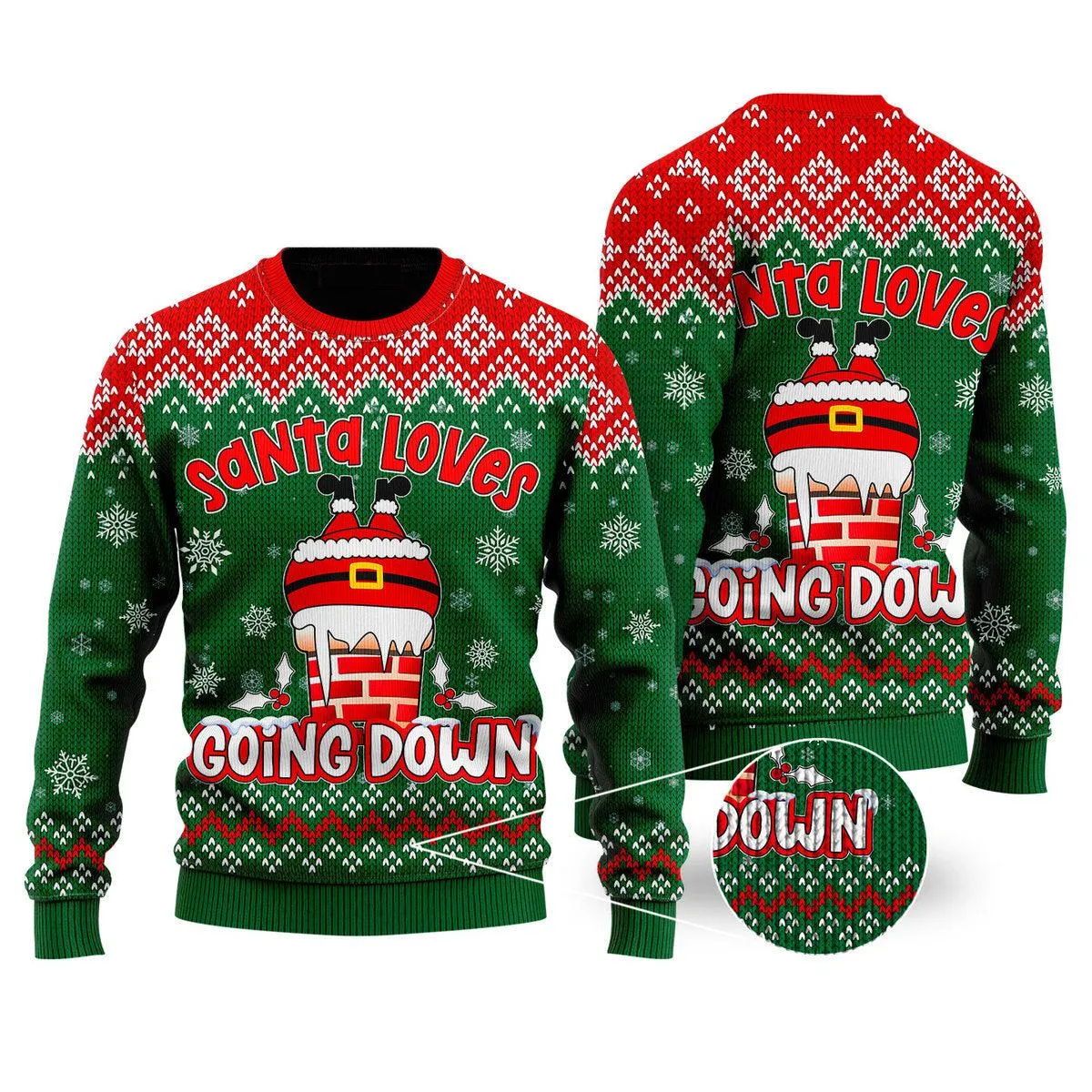 Santa Loves Going Down Funny Ugly Christmas Sweater For Men & Women