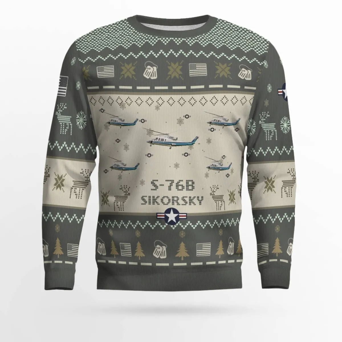 Sikorsky S-76B S76B N72EX_Aircraft Ugly Sweater, Ugly Sweater Christmas Shirt for Men Dad Veteran