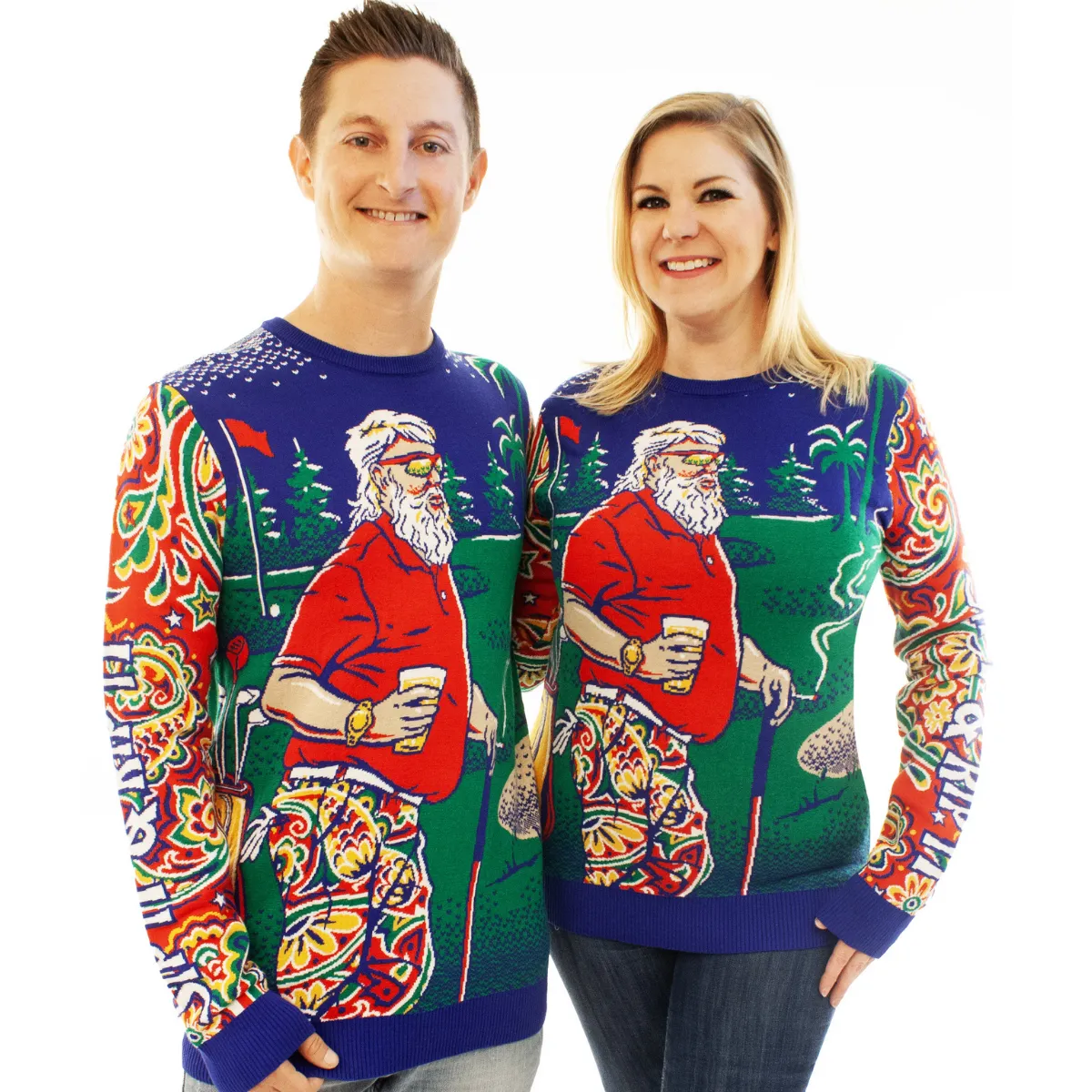 Sip It & Rip It Golf Santa | Ugly Christmas Sweater For Men & Women | Unisex Sizing