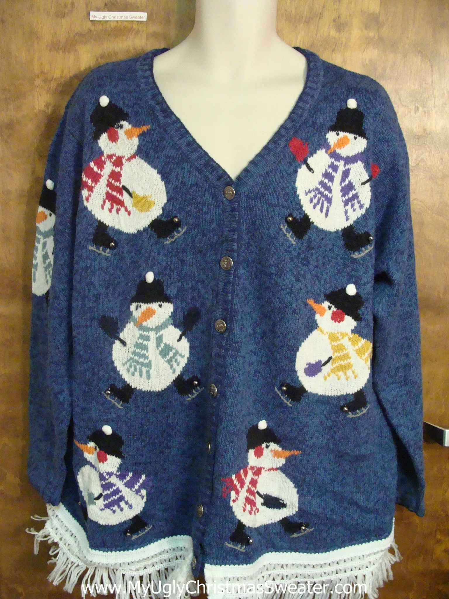 Skating Snowmen Ugly Christmas Jumper