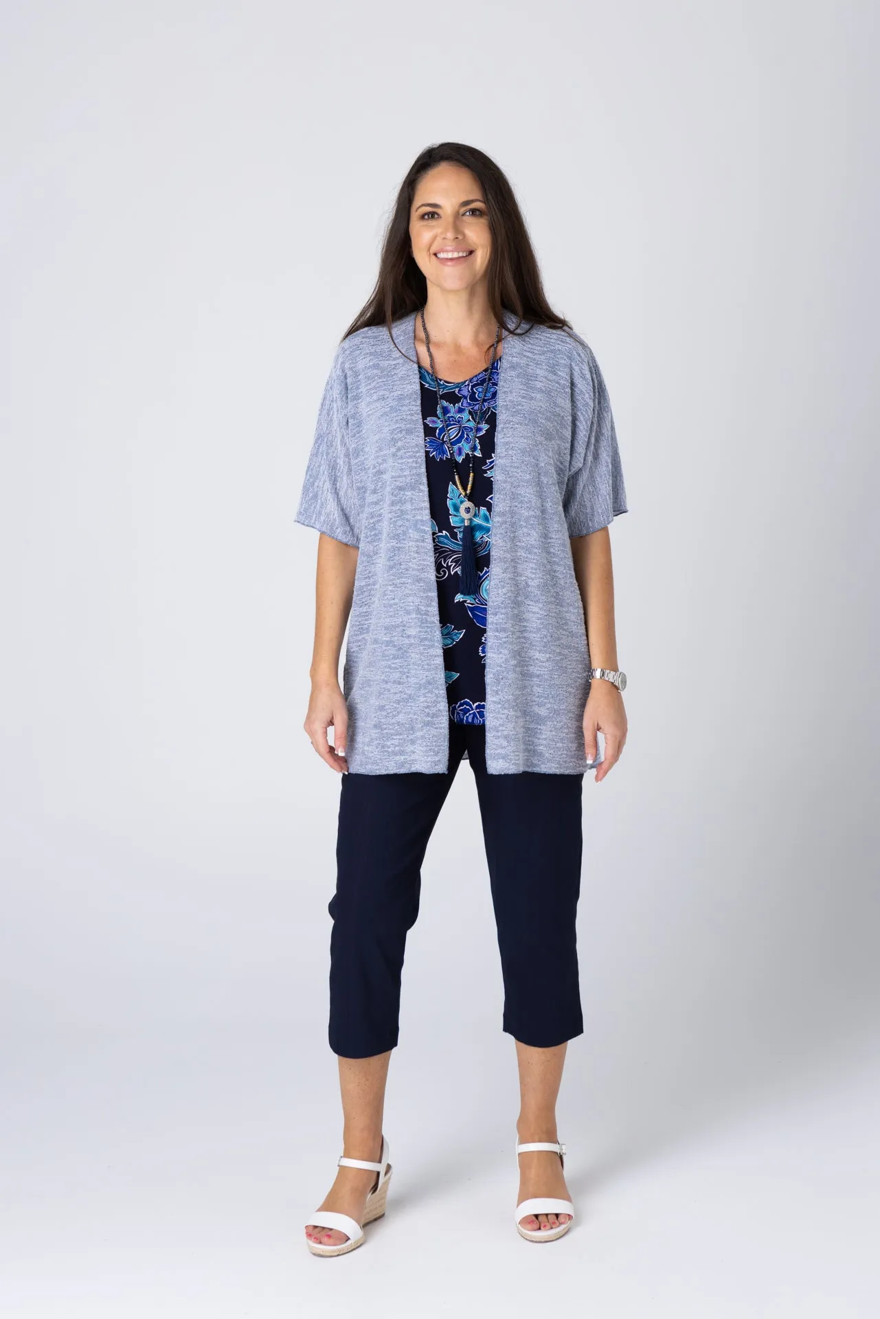 Sky Haven Poly/Rayon Knit Short Sleeve Cardigan