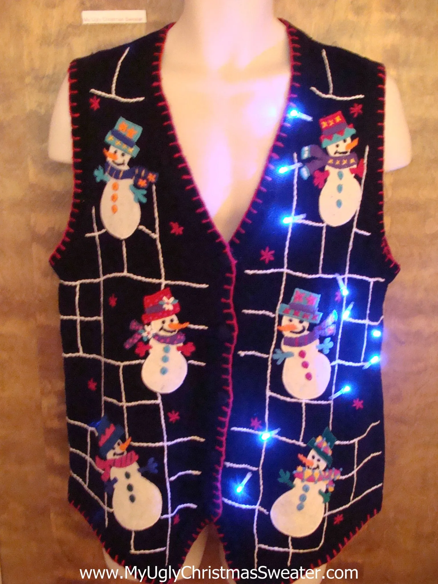 Snowman Jail Funny Light Up Ugly Xmas Sweater Vest