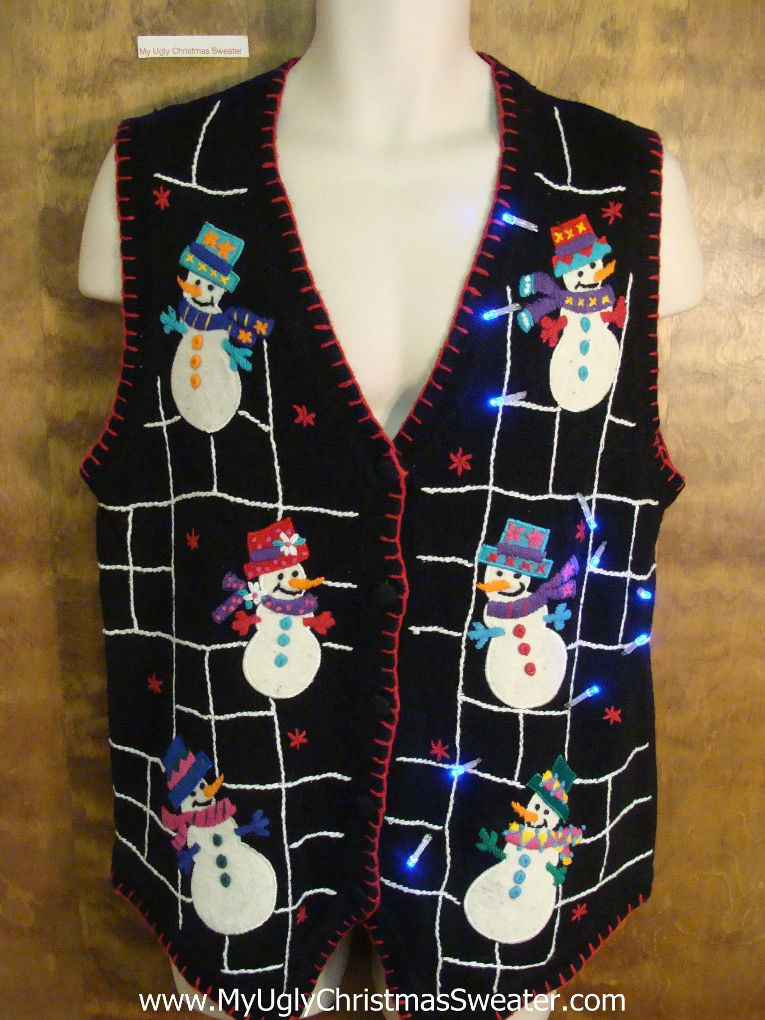 Snowman Jail Funny Light Up Ugly Xmas Sweater Vest