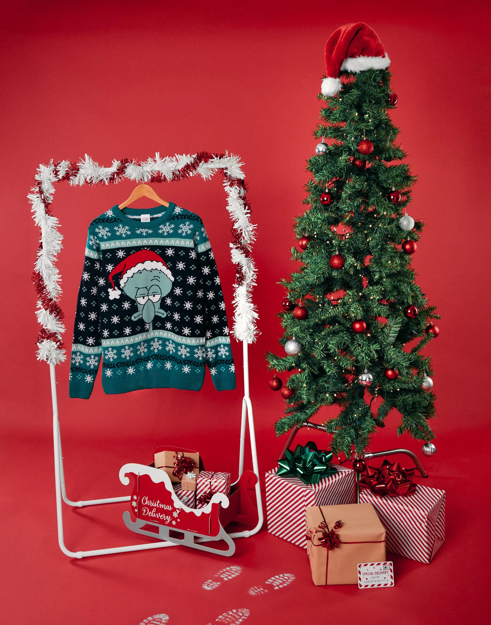 SpongeBob SquarePants Men's Green Squidward Christmas Jumper