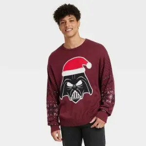 Star Wars Mens Heavyweight Fleece Crewneck Sweater - Darth Vader Santa Pullover