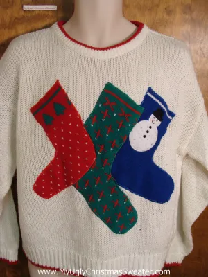 Super Cute 80s Stockings Holiday Sweater