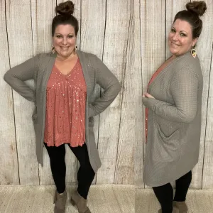 Taupe Waffle Knit Lola Cardigan