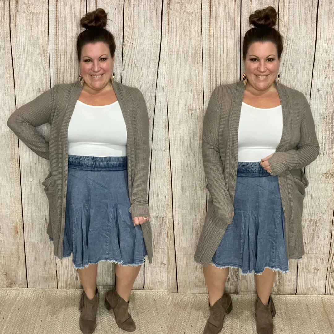 Taupe Waffle Knit Lola Cardigan