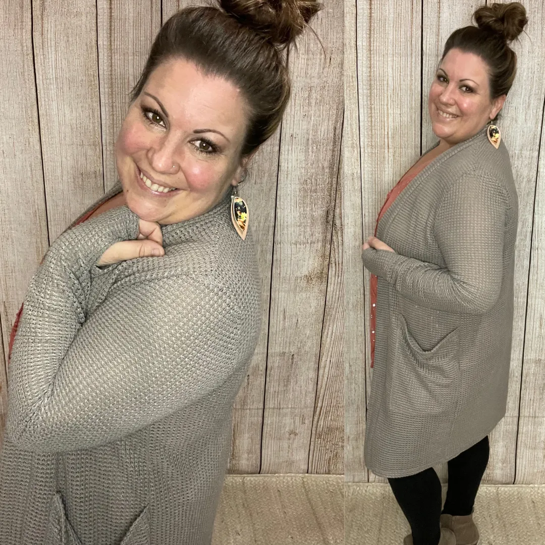 Taupe Waffle Knit Lola Cardigan