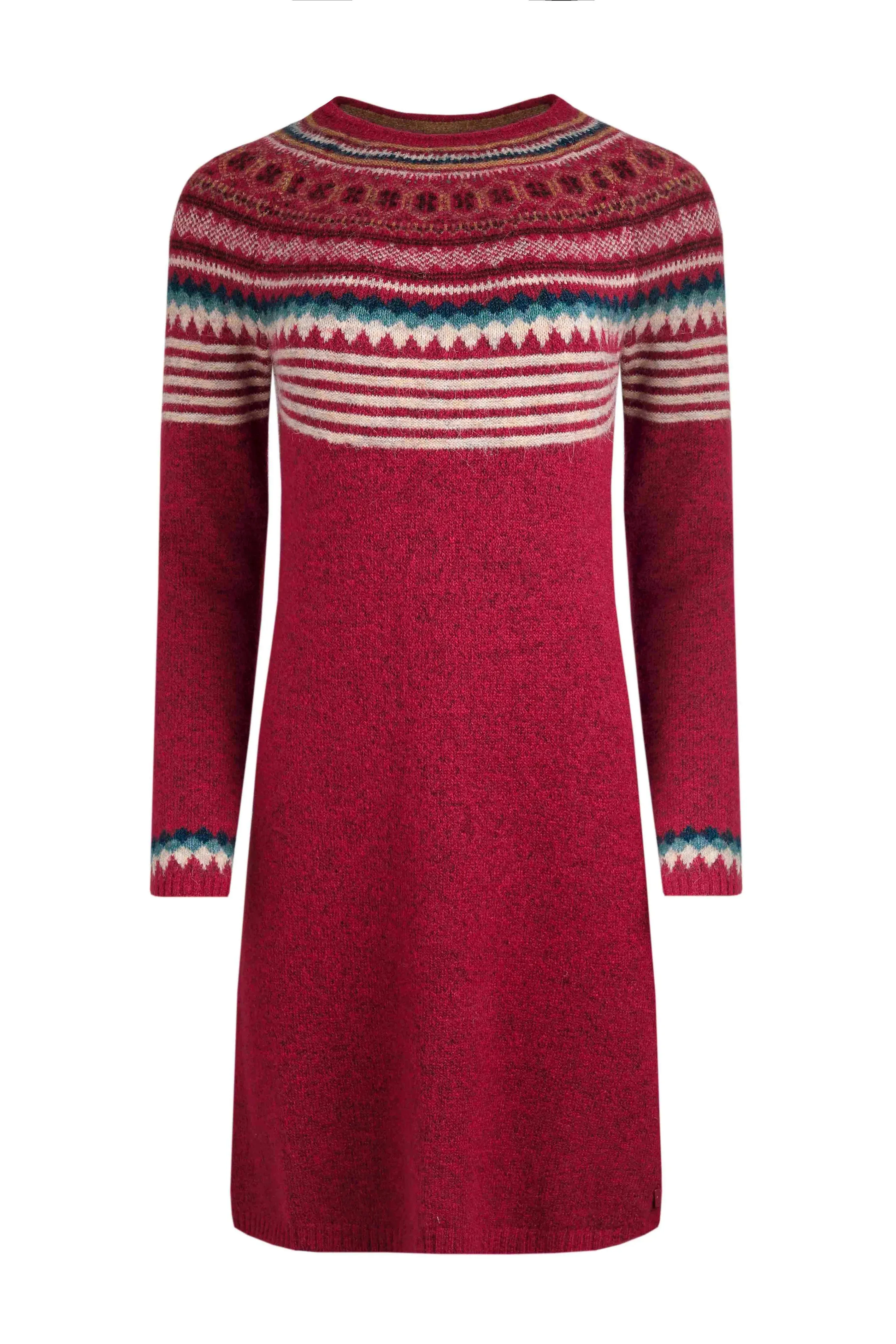 Weird Fish 14 Rhubarb Blakely Eco Fair Isle Knitted Dress