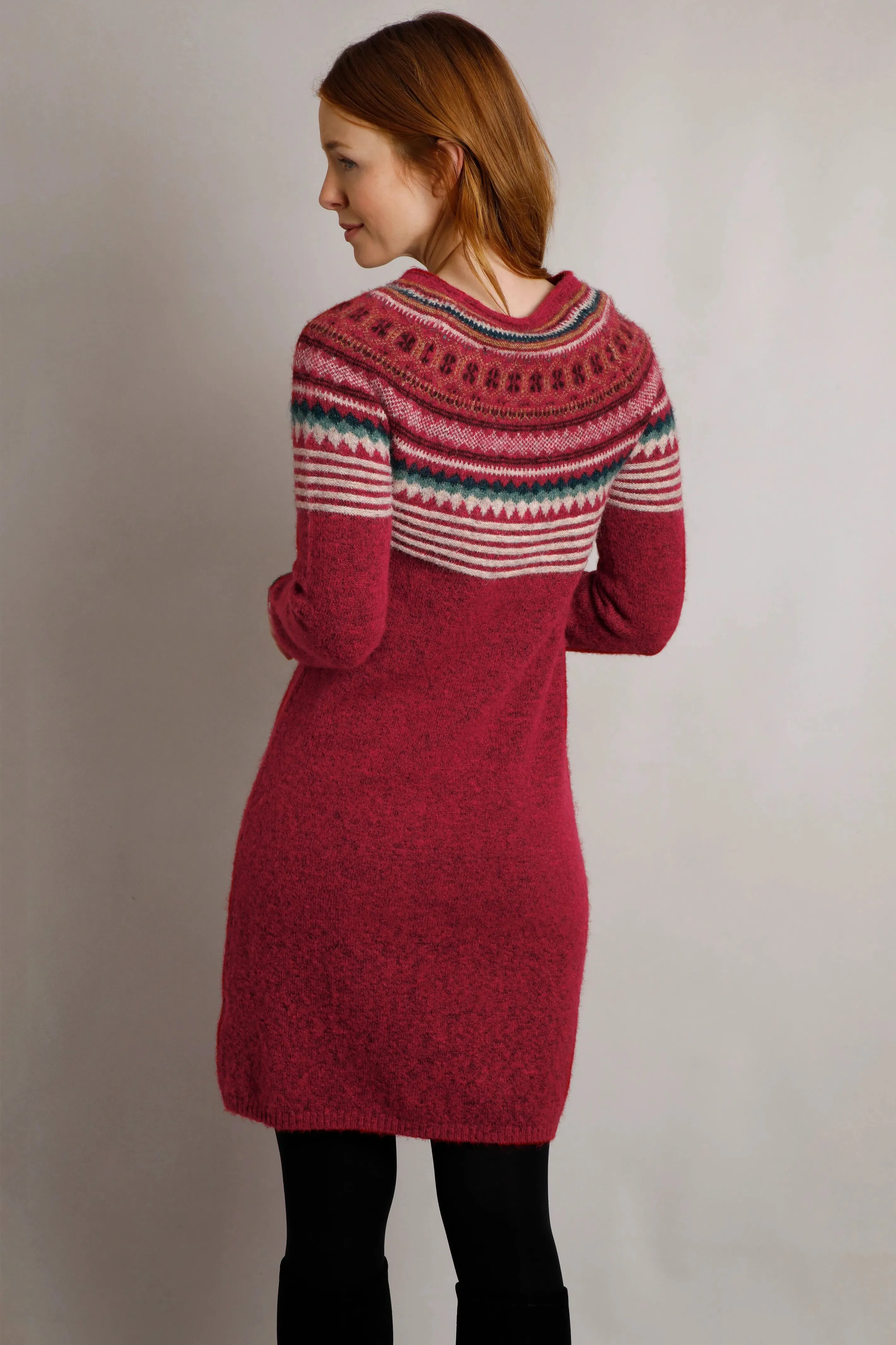 Weird Fish 14 Rhubarb Blakely Eco Fair Isle Knitted Dress