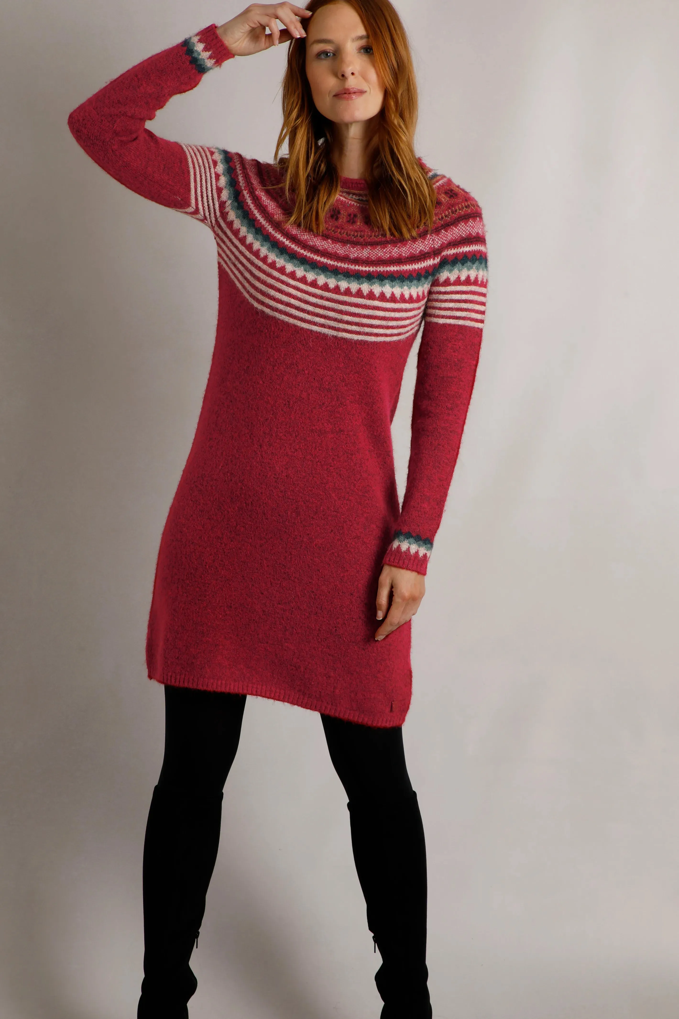 Weird Fish 20 Rhubarb Blakely Eco Fair Isle Knitted Dress