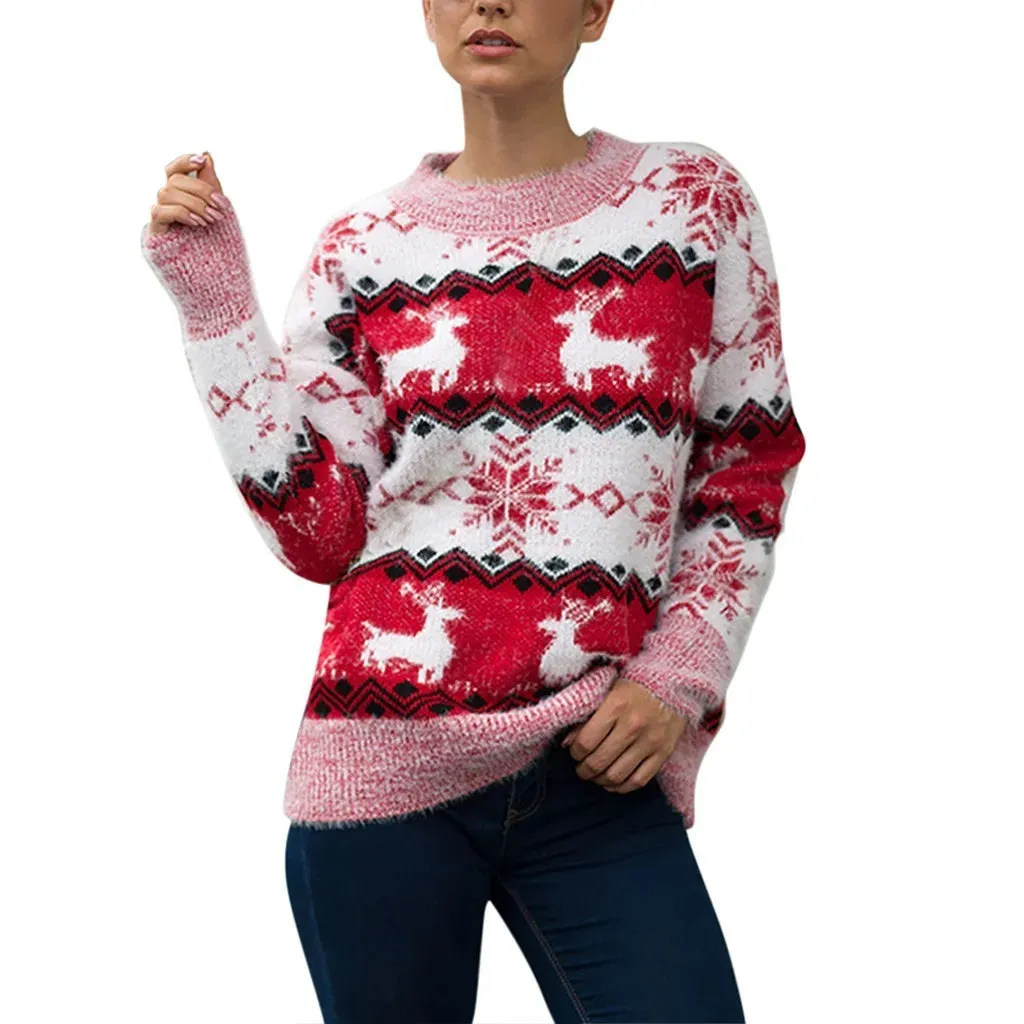 Wenkouban-Christmas Thanksgiving outfits_Loose Knitwear Warm Thicken Couples Matching Casual Christmas Christmas Sweater