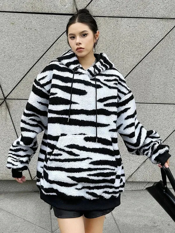 Wenkouban-Winter outfits Christmas Black Friday Cozy Animal Print Pocket Sweatshirt Hooded Jacket