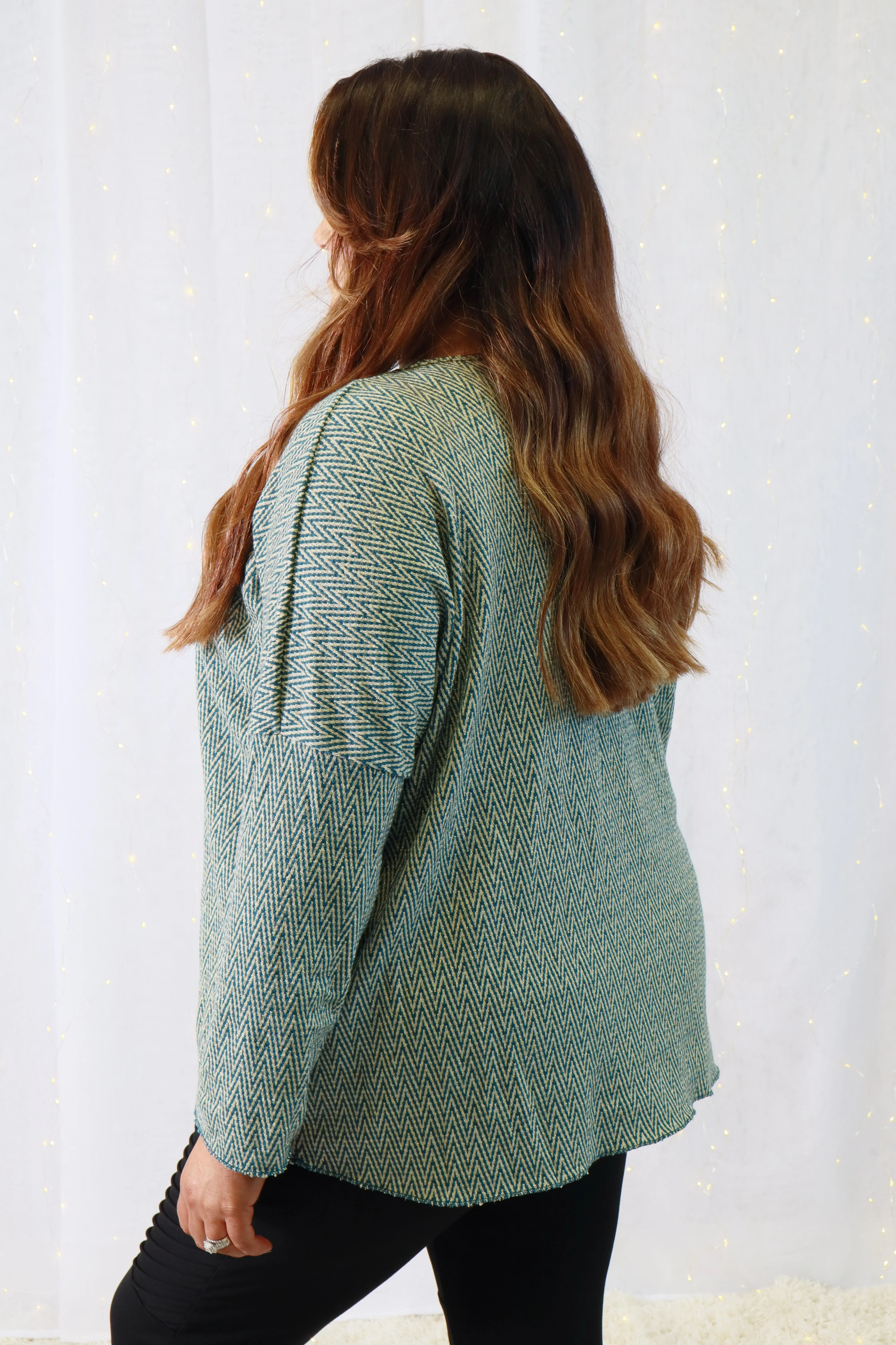 Whitney Glitter Top in Teal