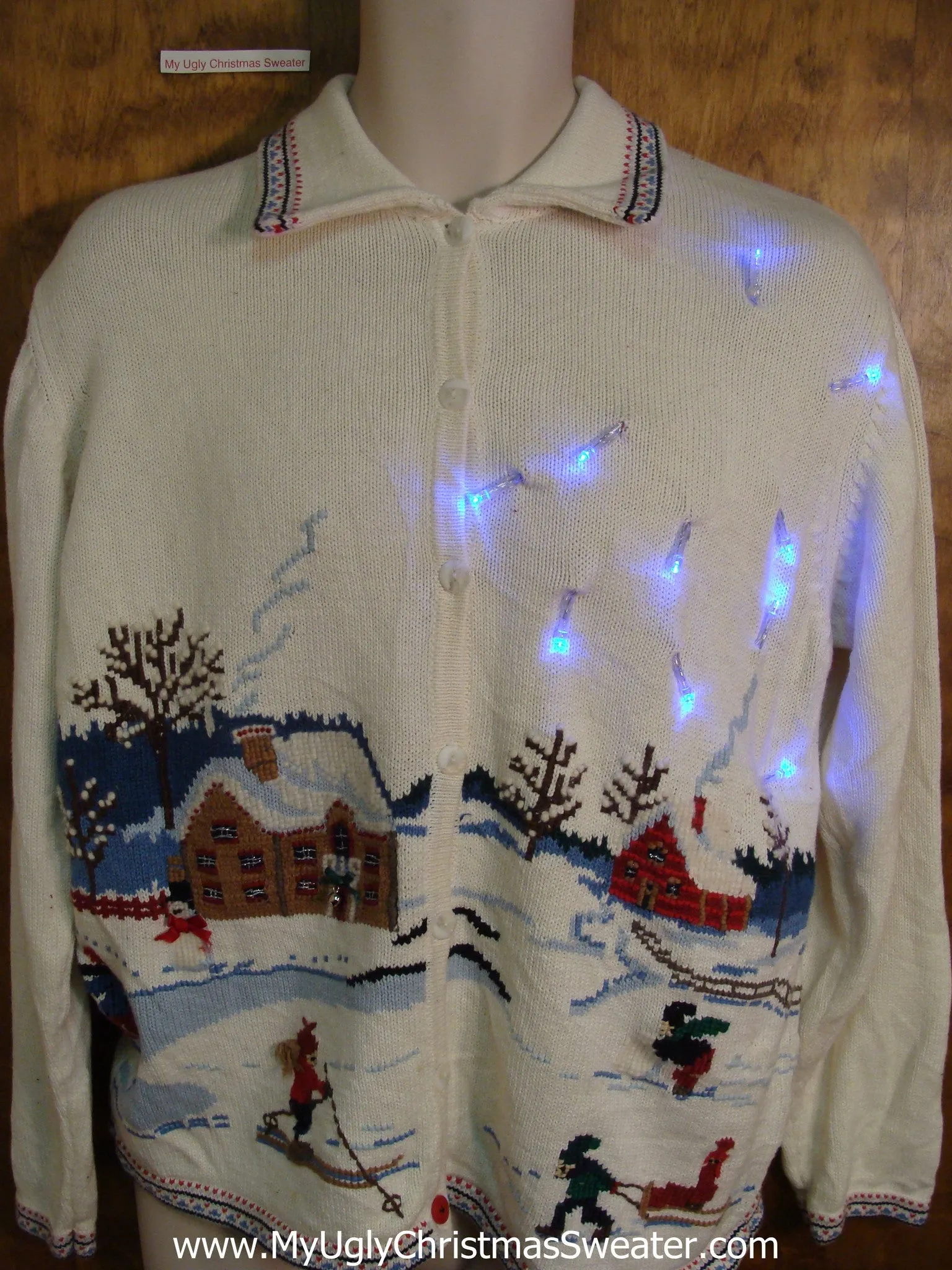 Winter Wonderland Scene Light Up Ugly Xmas Sweater