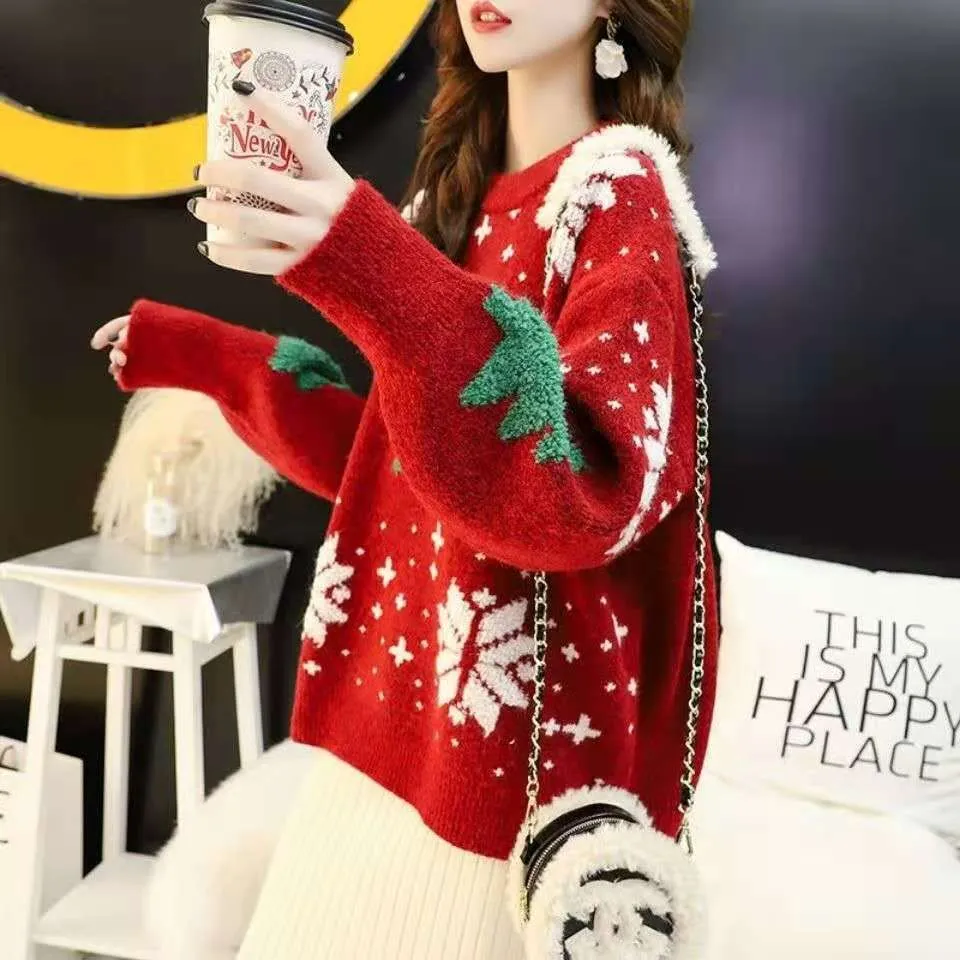 Women's Christmas Knitted Sweater Loose Warm Sweater