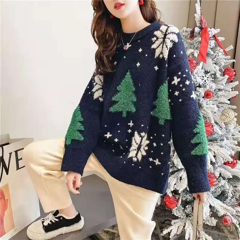 Women's Christmas Knitted Sweater Loose Warm Sweater